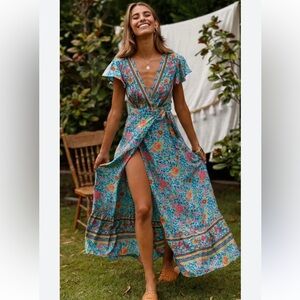 PrettyGarden brand floral print maxi boho dress Size S, sz Small